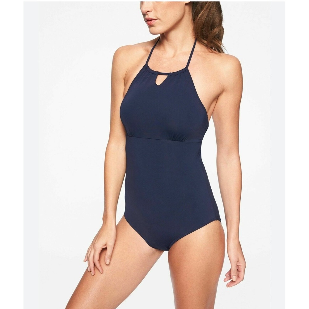 Athleta Navy Blue Halter Keyhole One Piece Swimsuit - Women's XL